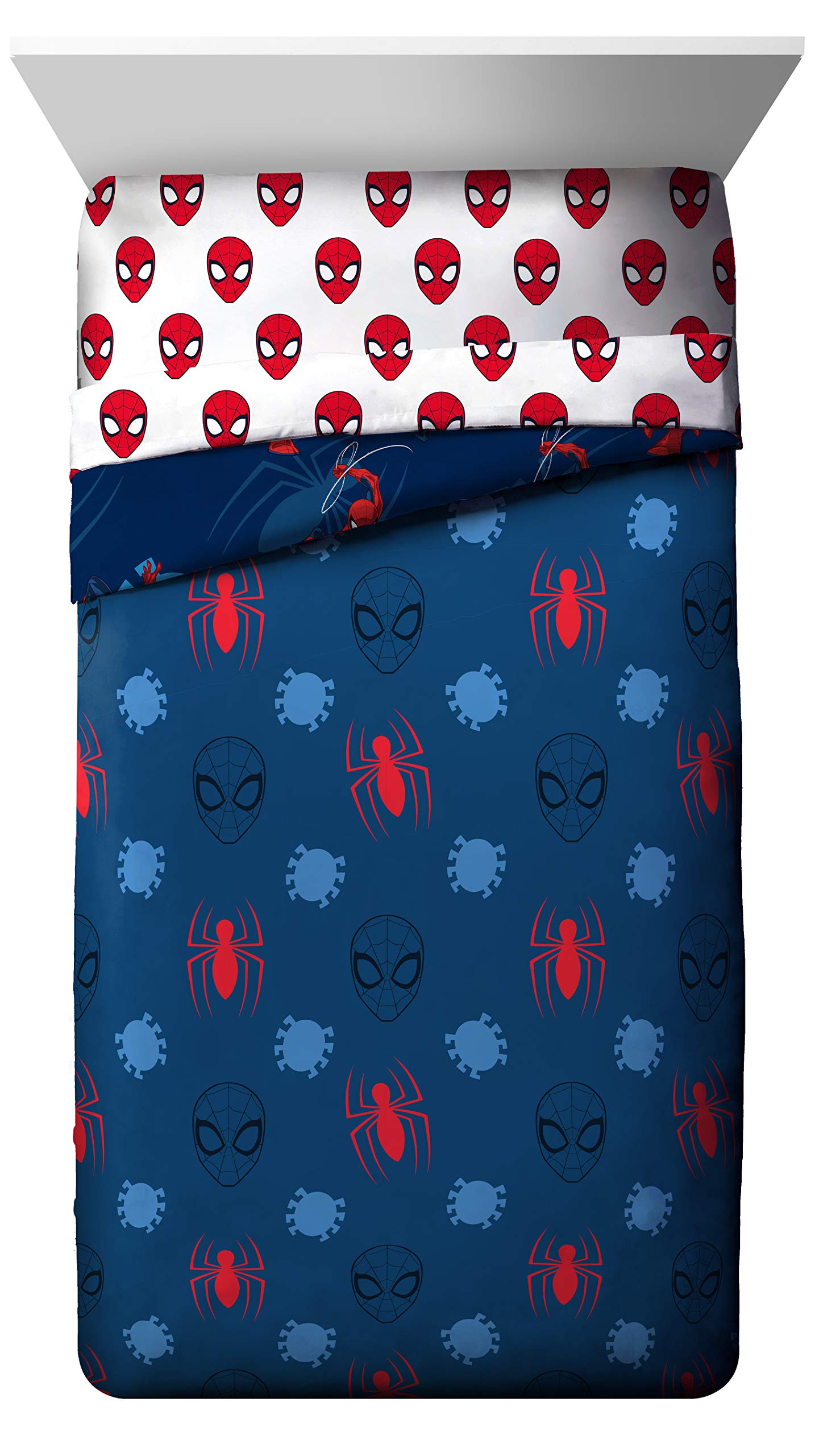 jay franco Spiderman folded sheet set showing neat storage and travel readiness