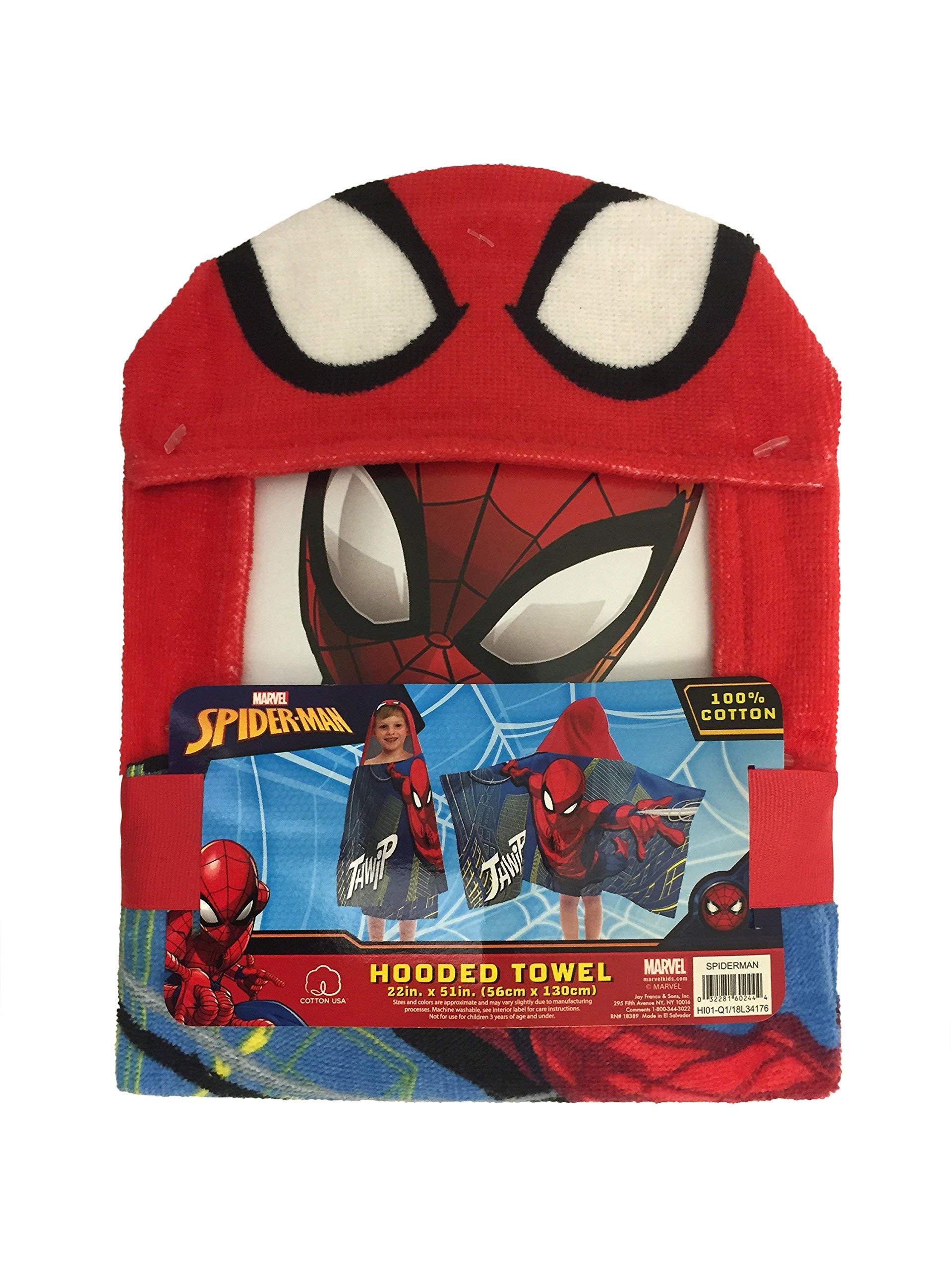 Jay Franco Spiderman size comparison on child showing full-length coverage