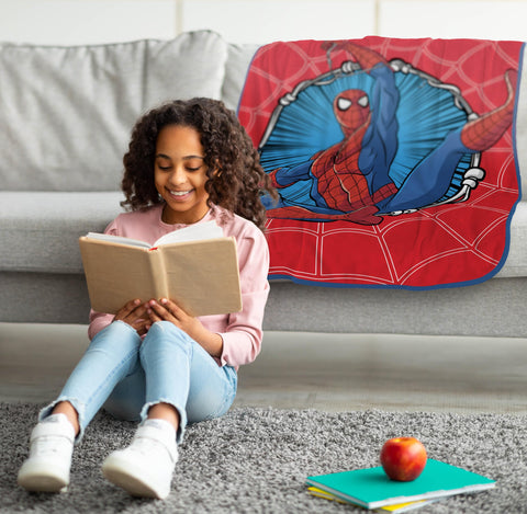 Jay Franco Spider-Man blanket close-up of microfiber texture for soft comfort