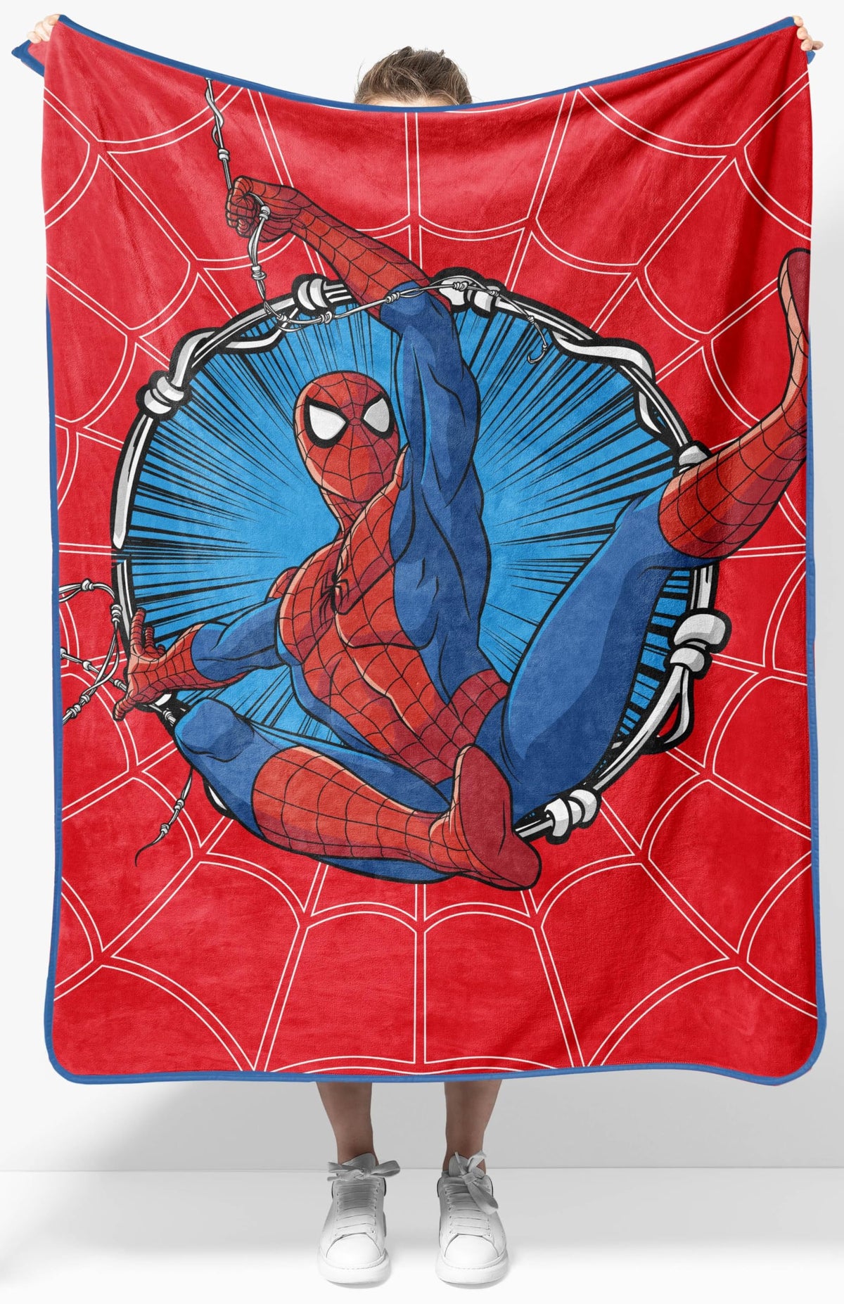 Jay Franco Spider-Man throw front view showing bright red design and cozy appeal