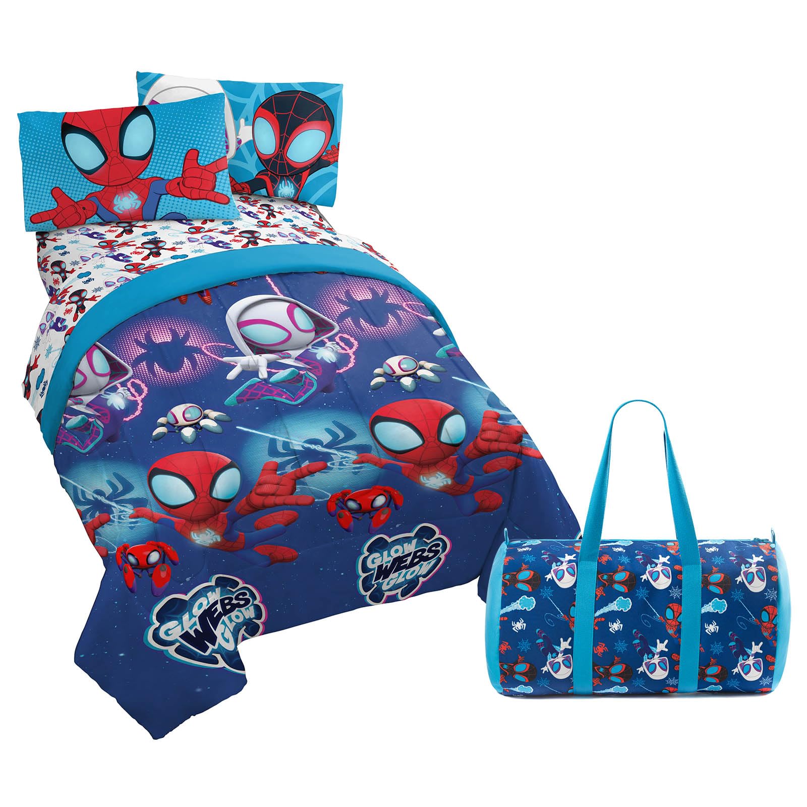 Jay Franco comforter front view showing bright Spidey characters and cozy cover benefits
