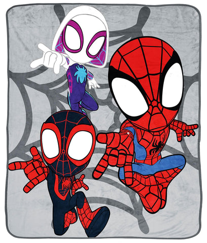 Jay Franco front view showcasing Spidey characters and vibrant design for playful decor