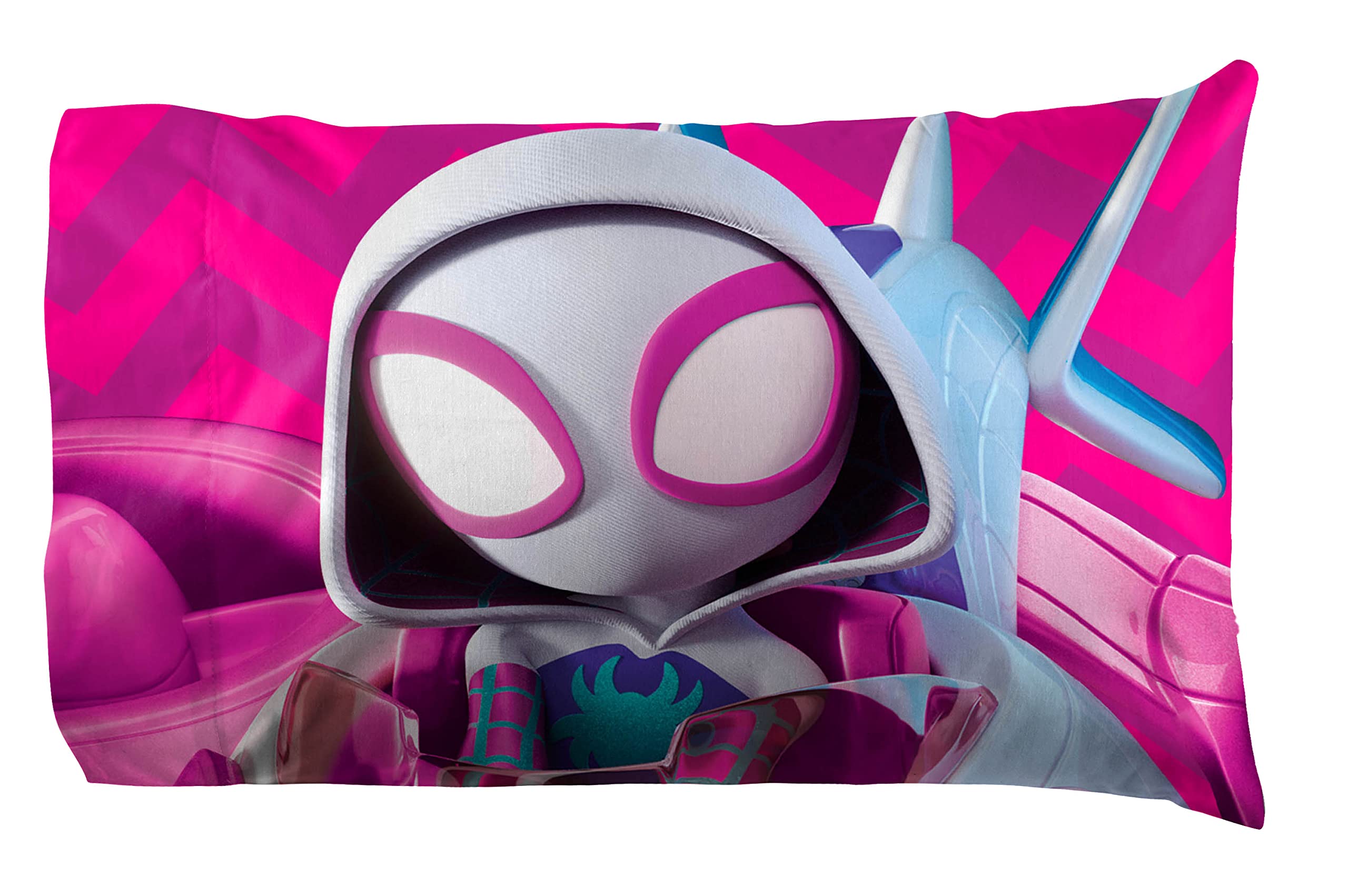 Jay Franco pillowcase closeup highlighting printed character faces and smooth microfiber comfort