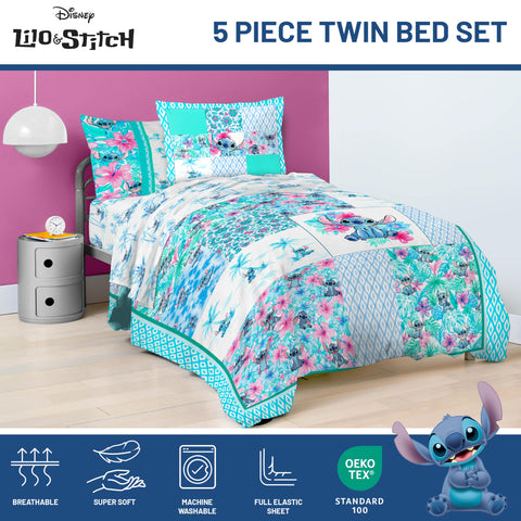 Jay Franco bed in room lifestyle with Stitch design boosting playful decor