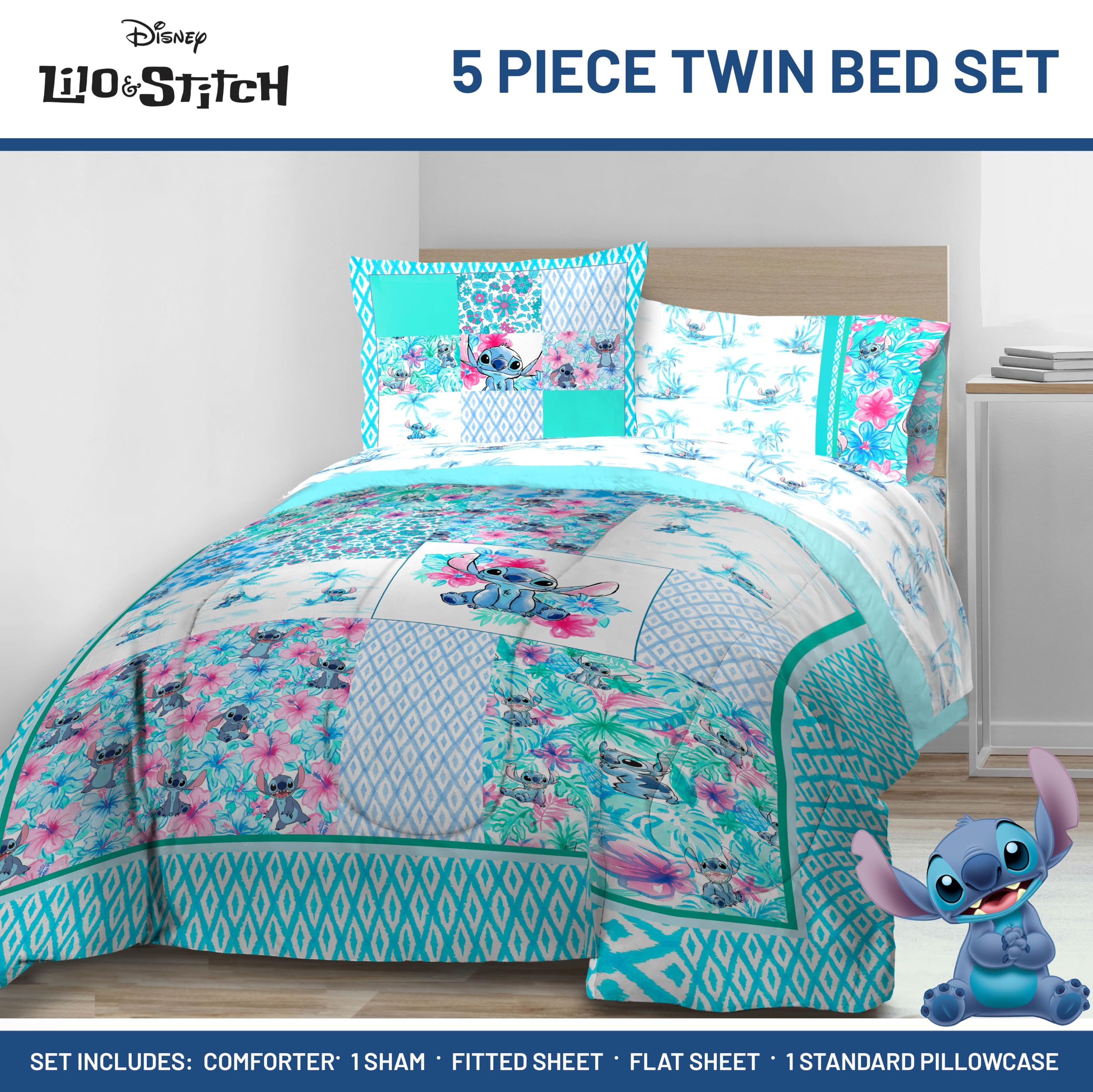 Jay Franco sheets and sham flat lay showing complete coordinated set