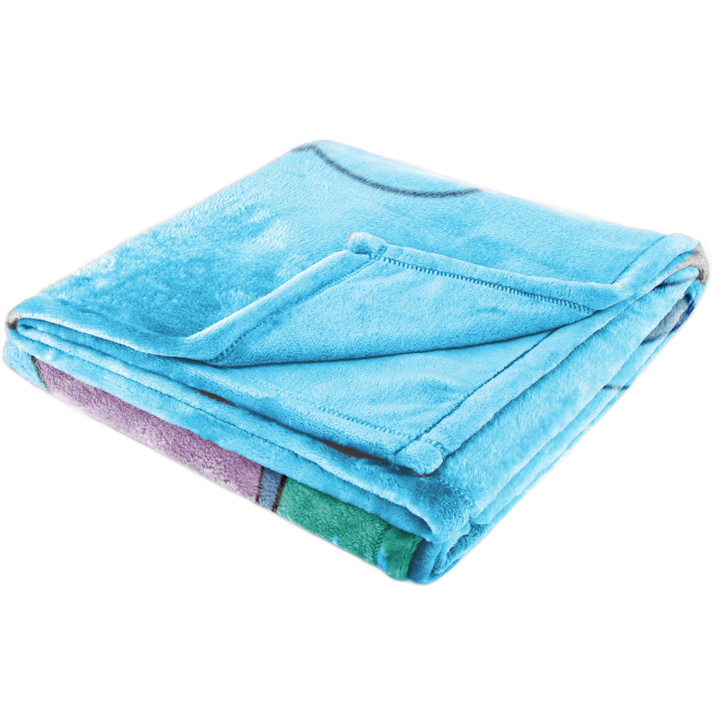 Jay Franco Stitch throw folded for travel demonstrating compact, portable convenience