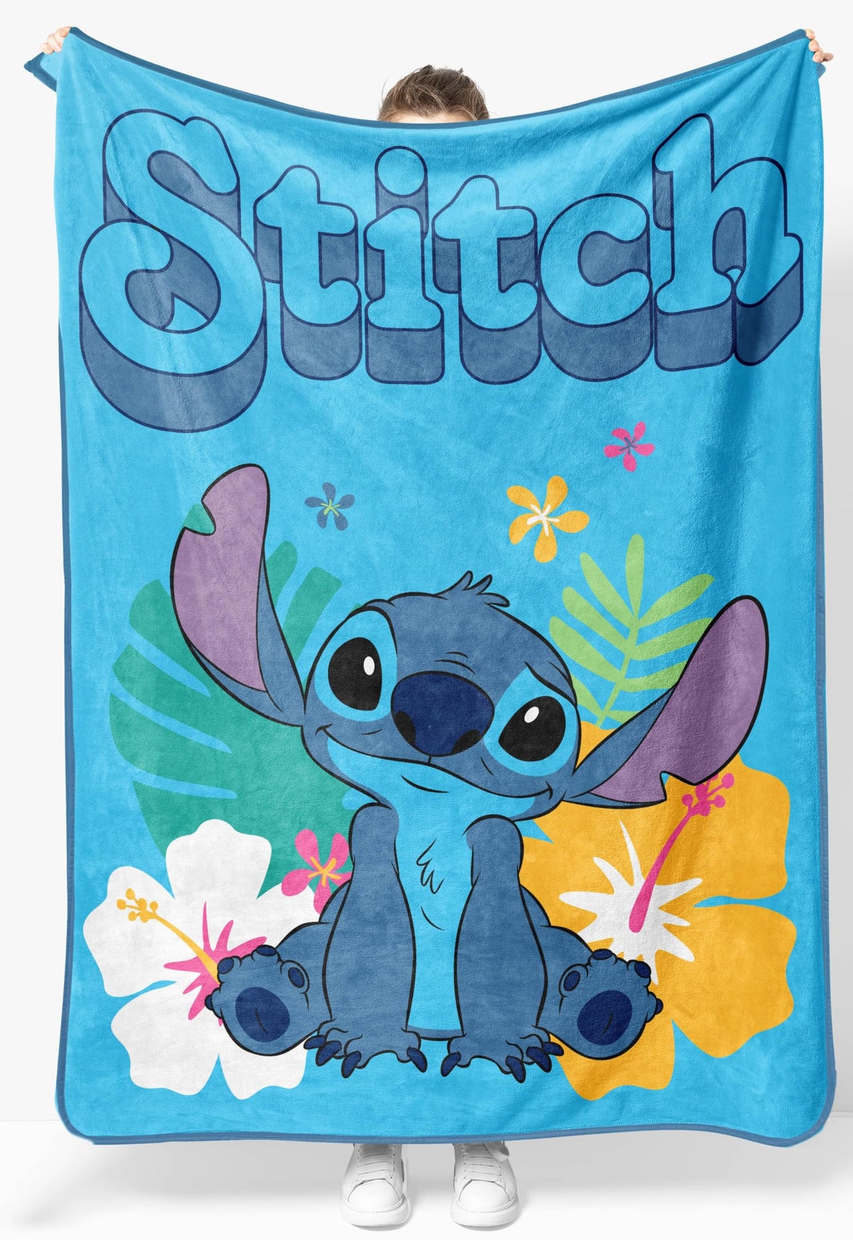Jay Franco front view showing Stitch design and bright colors for playful room decor