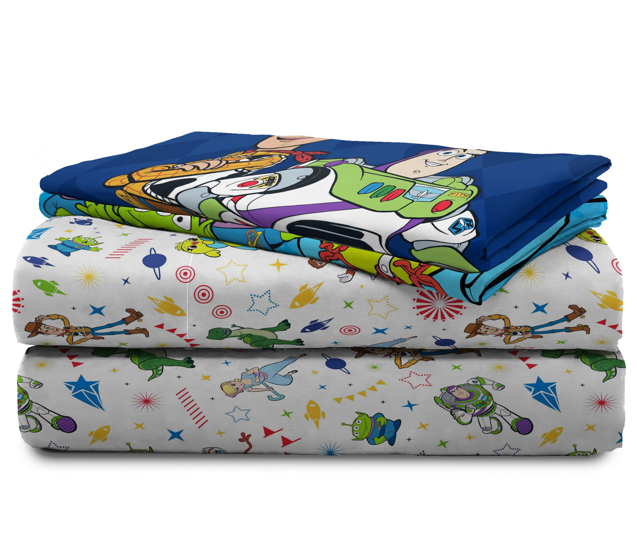 Jay Franco Toy Story brushed microfiber fabric texture close-up showing soft feel and year-round comfort