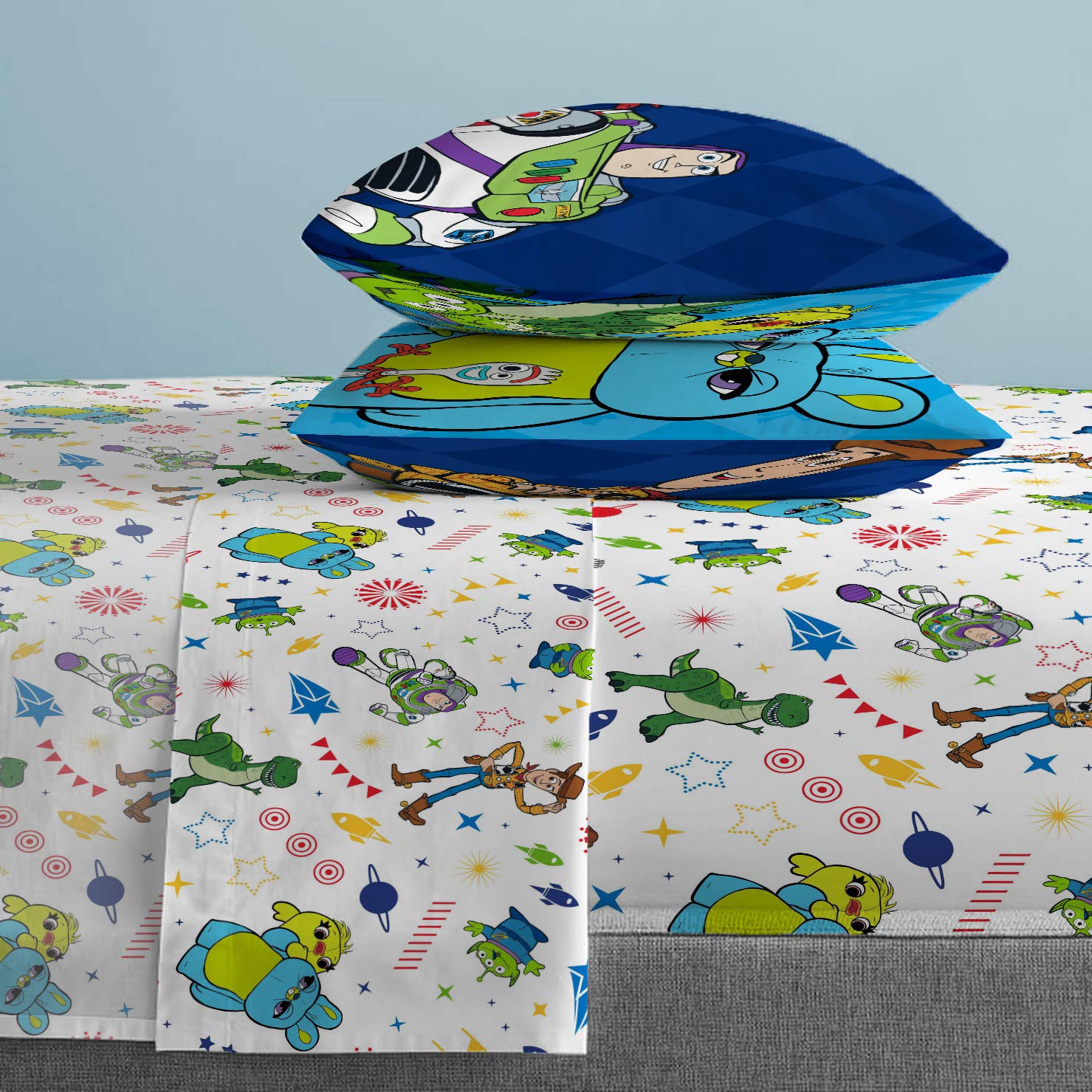 Jay Franco Toy Story two pillowcases stacked showing matching design and coordinated bedding set advantage
