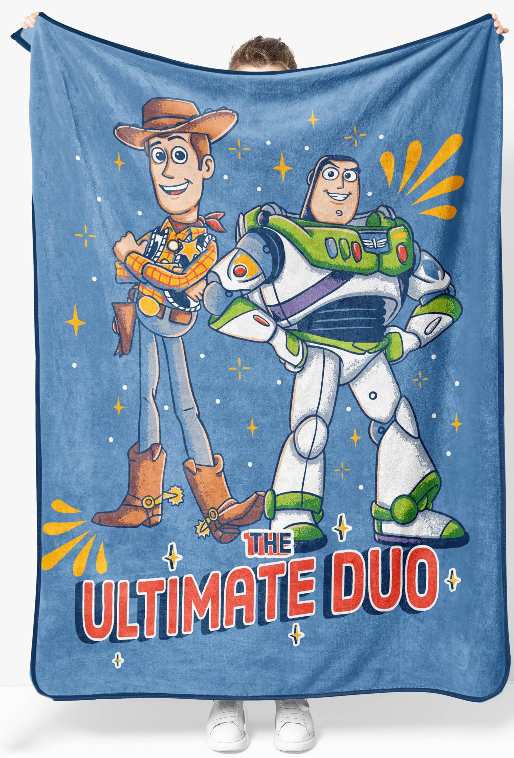 Jay Franco front view showing Woody and Buzz artwork and vibrant colors