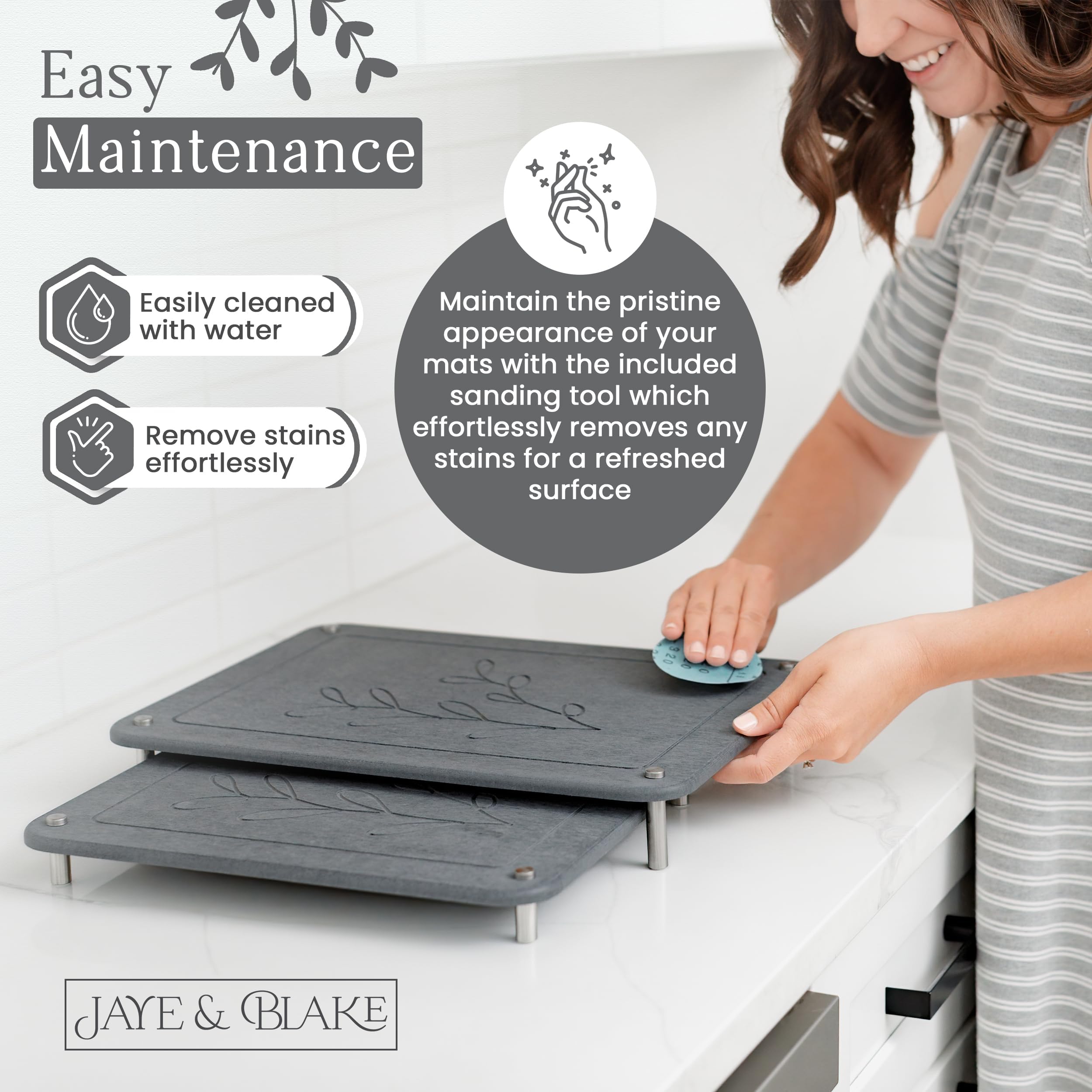 JAYE & BLAKE nesting demonstration with smaller mat slid under larger to save space