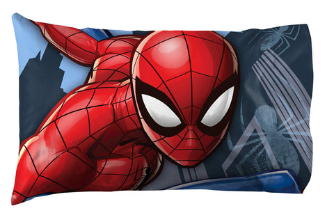 Jay Franco flat sheet close-up showing vibrant Spiderman print and smooth finish