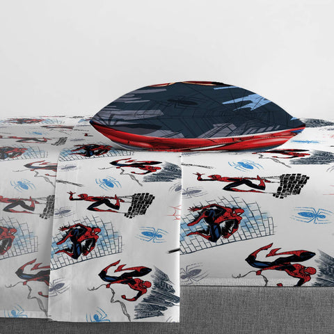 Jay Franco pillowcase detail featuring Spiderman artwork and comfortable support