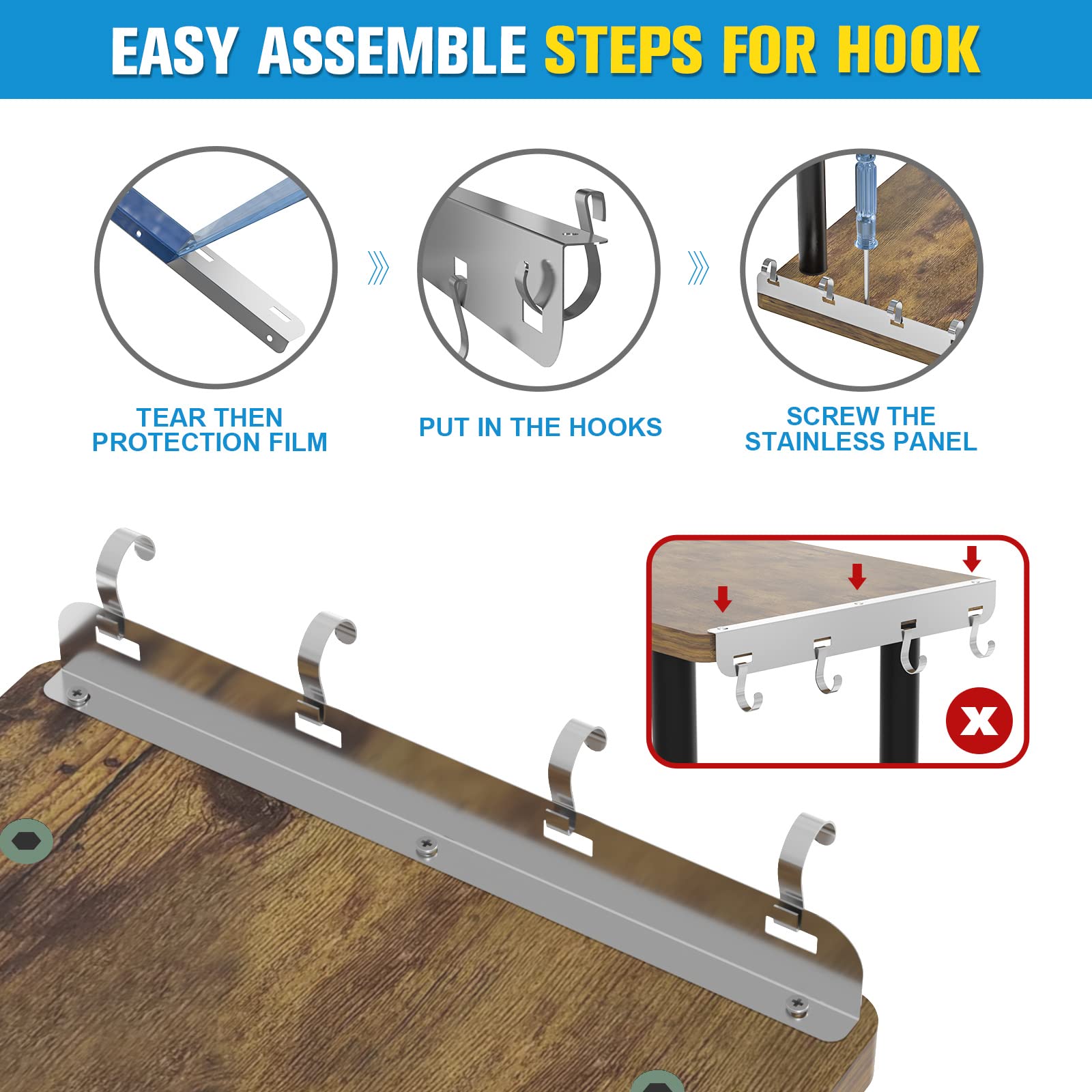 JayRex stainless hooks and non-slip feet showing utility and protection
