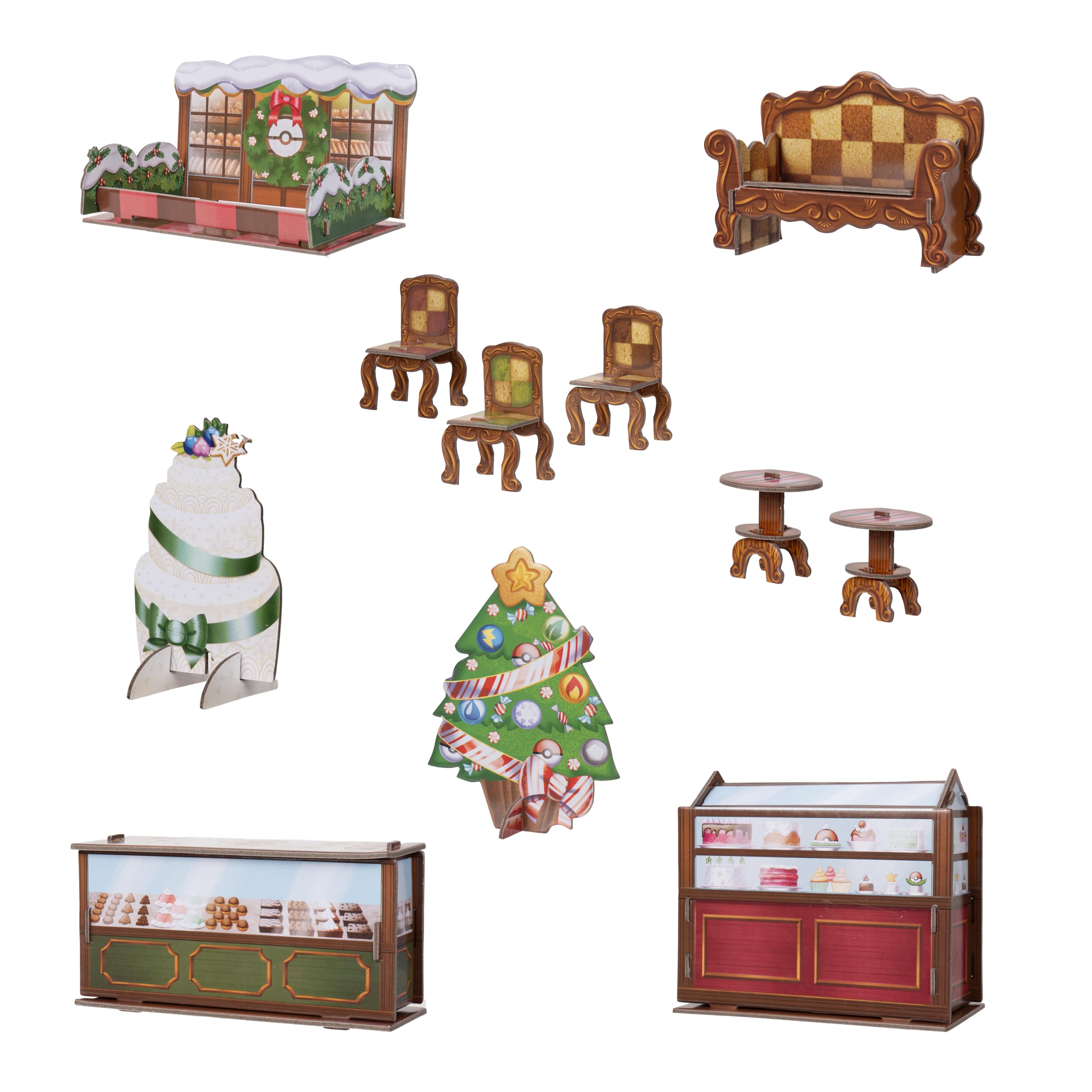Row of Jazwares Pokémon figures displayed on a shelf for seasonal decor