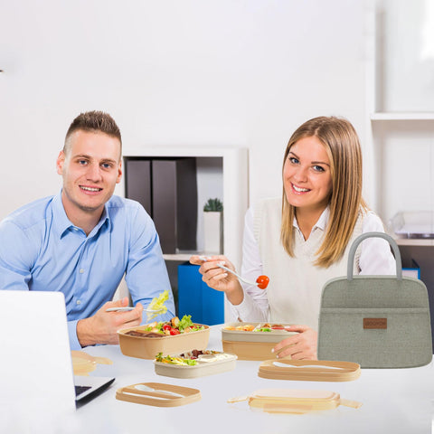 JBGOYON bento set in use on a commuter bench for portable meal solution