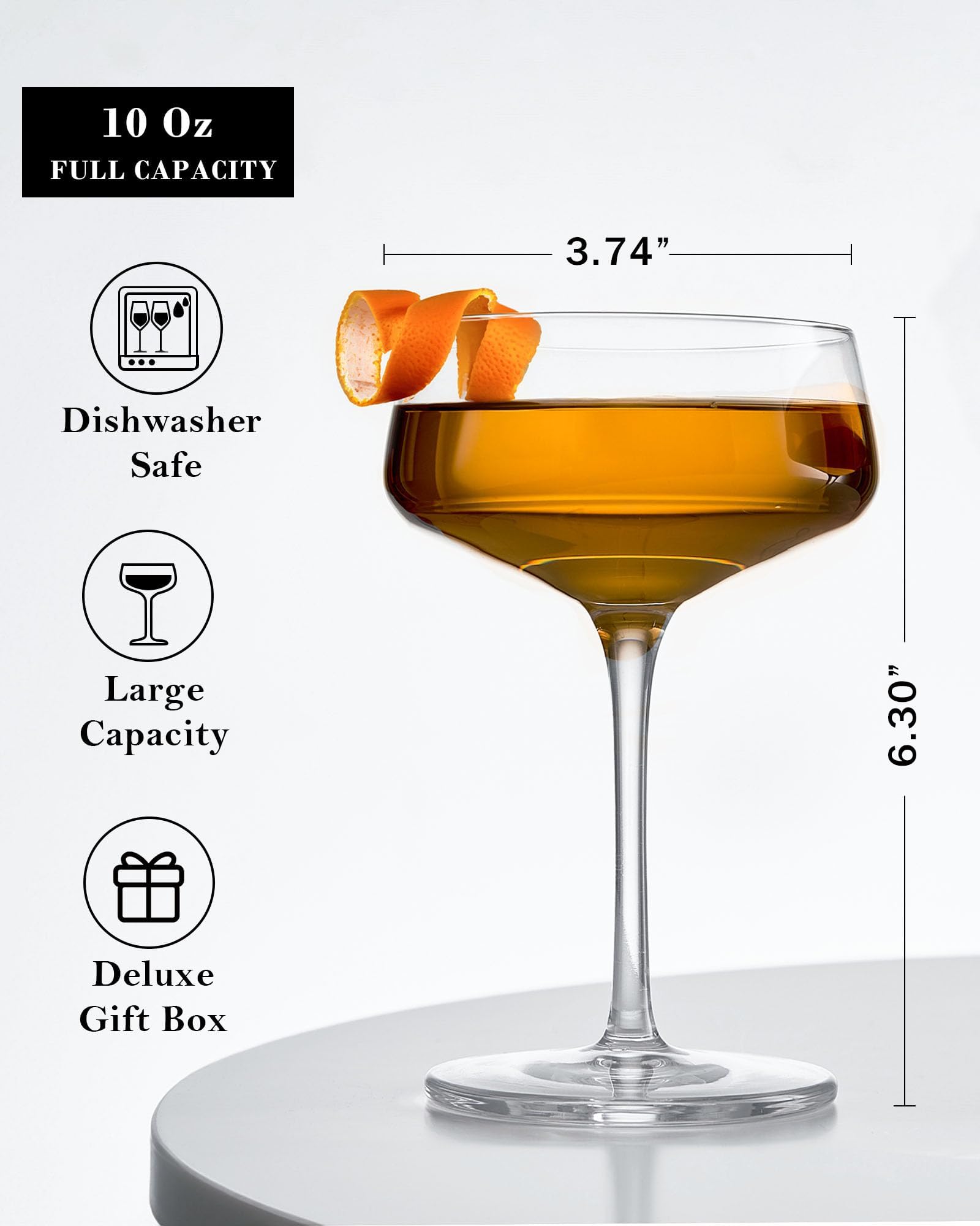 Coupe glasses on JBHO table setting illustrating party-ready elegance