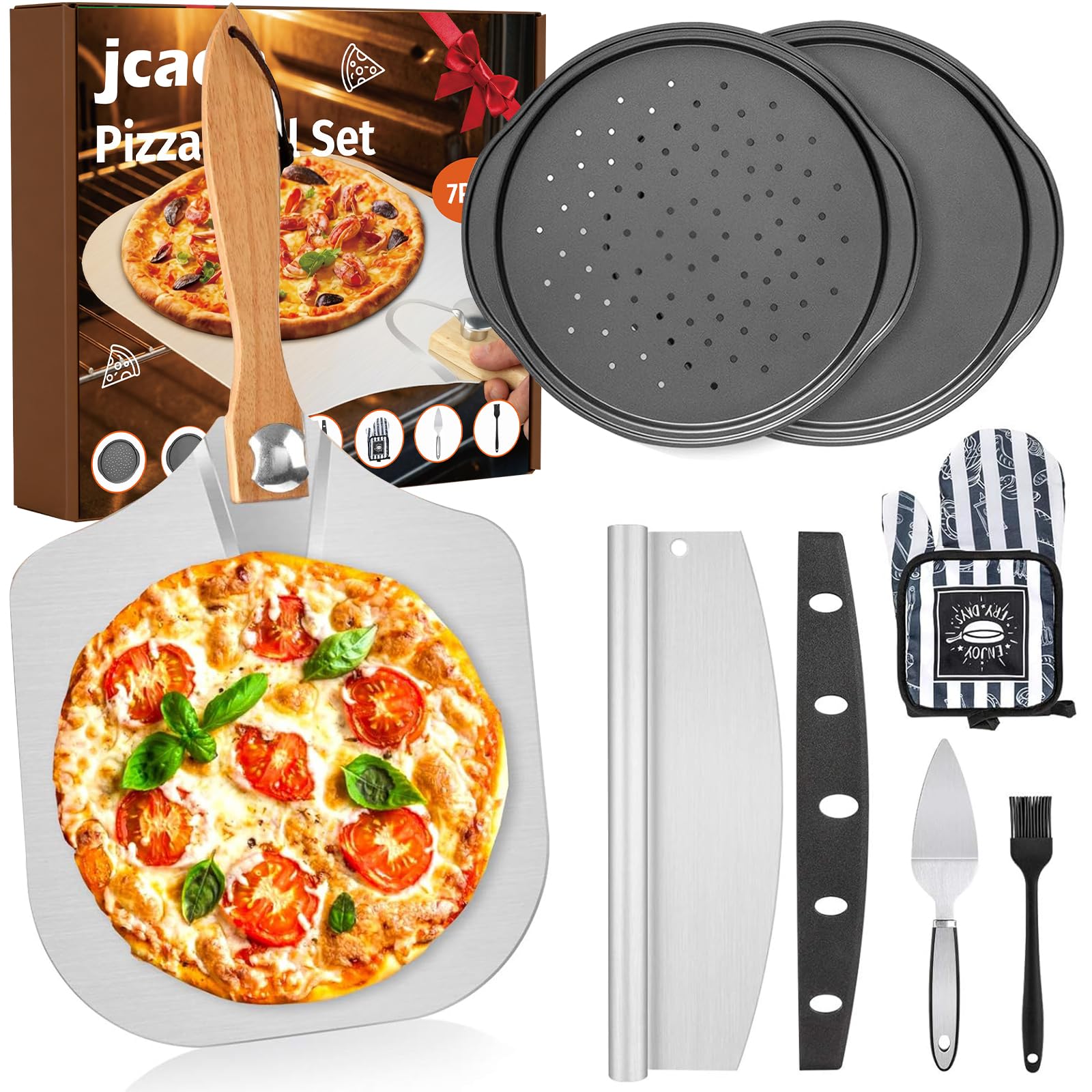 jcaeh folded metal peel front showing slim paddle and hanging loop for space-saving storage