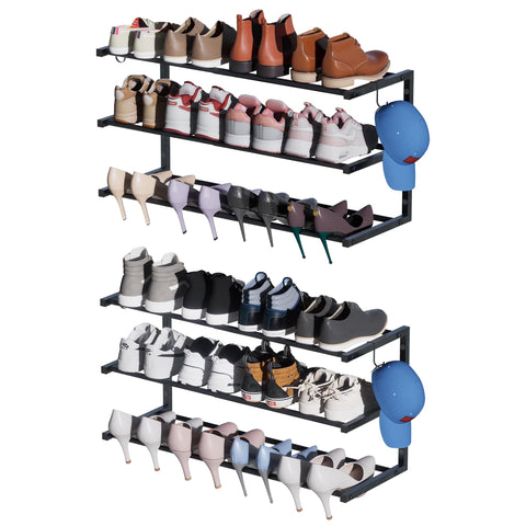 Jchccu front view of wall-mounted shoe rack showing neat shoe storage benefit