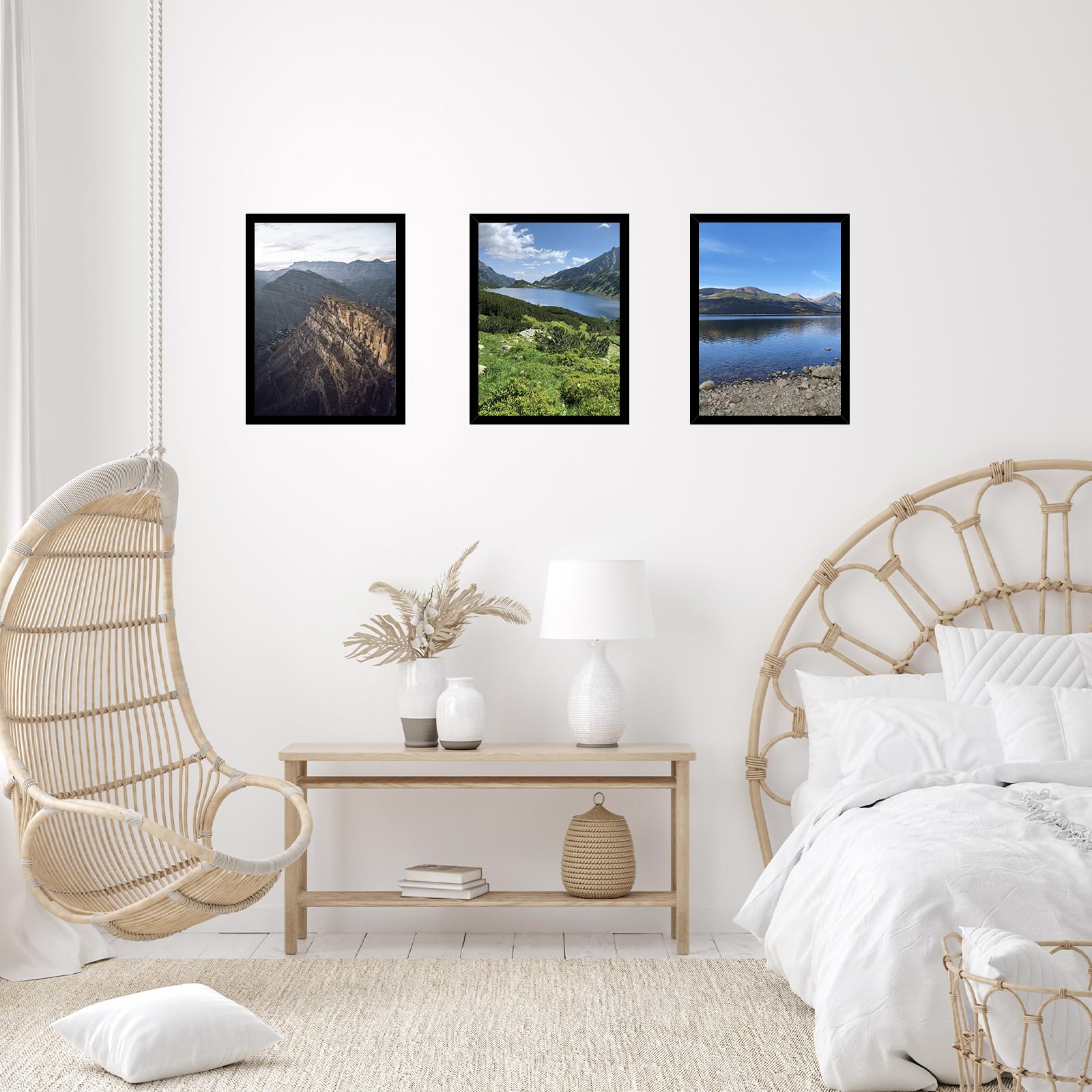 JCJMY framed photo on living room wall showing modern decor compatibility