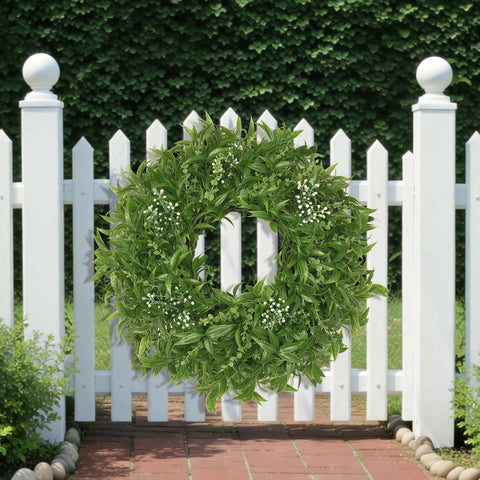 JDKPK wreath next to door frame showing true size and scale