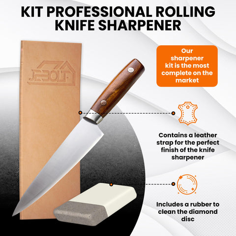 JEBOLT leather strop and diamond cleaner tools for polished, burr-free edges