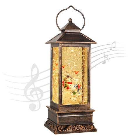 JEDAWN front view lantern with glowing LED and festive scene for instant ambiance