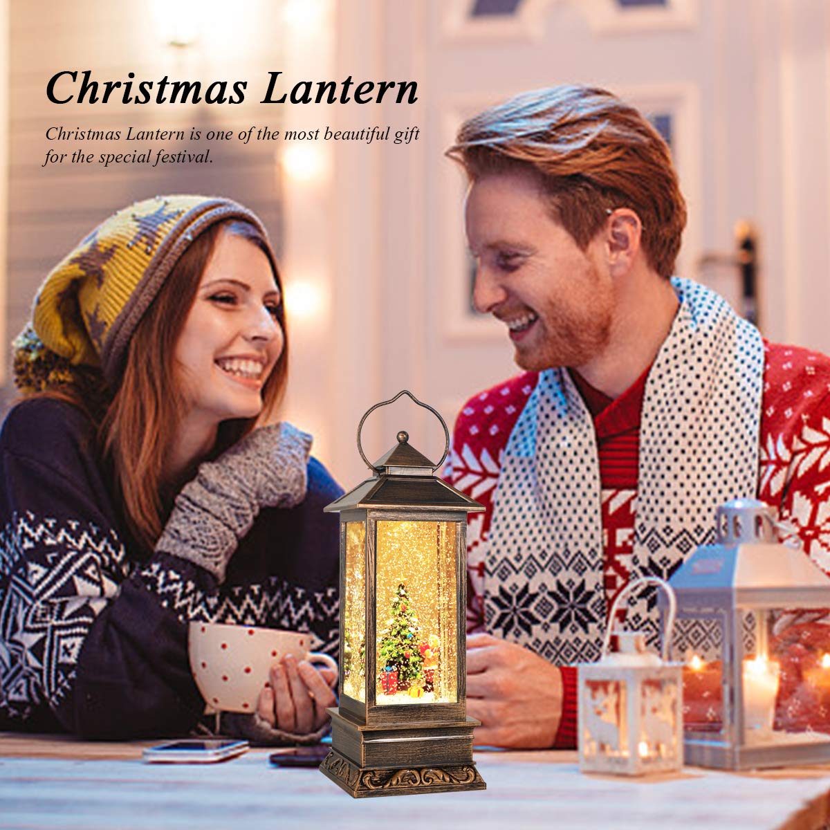 JEDAWN lantern as table centerpiece with garland adding decorative depth benefit