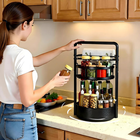 JEESA adjustable paper towel holder showing height settings benefit: fits different roll sizes