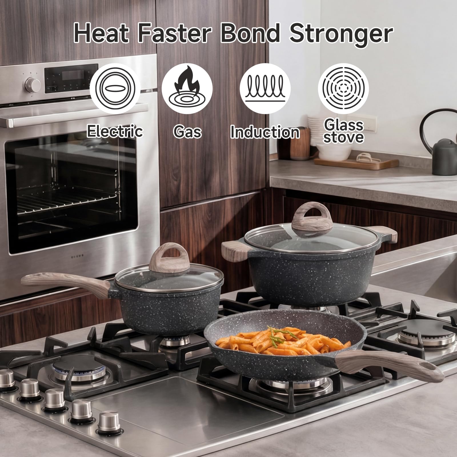 JEETEE ergonomic handle close-up offering secure, cool grip when cooking