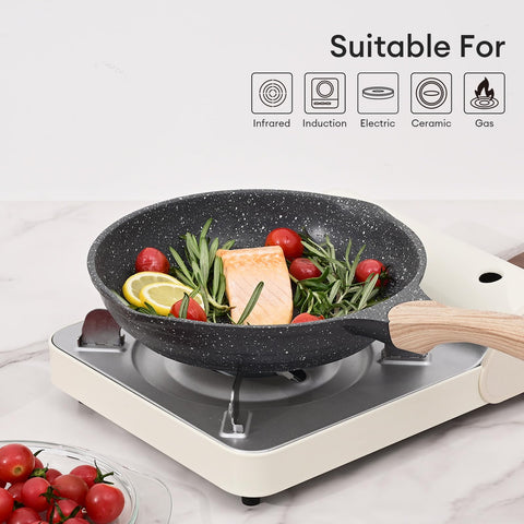 JEETEE pans hung on kitchen rack showing space-saving storage benefit