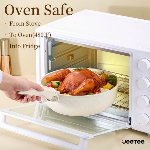 JEETEE cookware in a kitchen setting serving dinner, stylish and practical