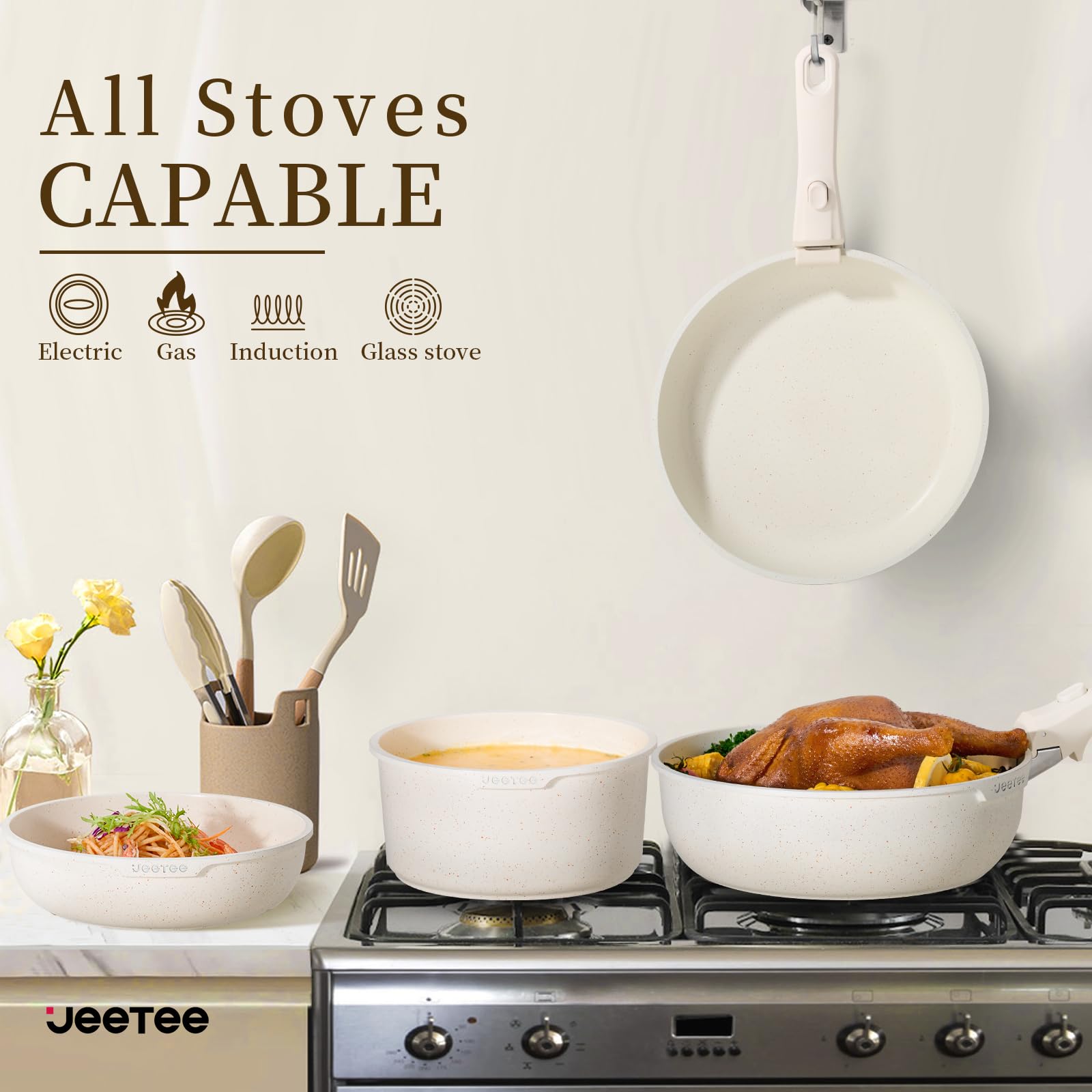 JEETEE skillet inside oven without handle, oven-safe up to 480°F benefit