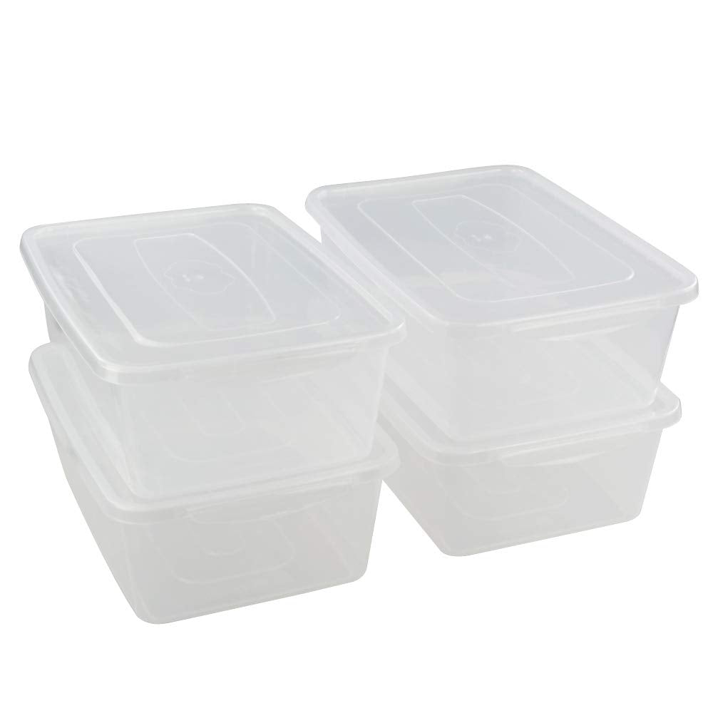 Jekiyo clear bin front view showing transparent body and lid for easy content identification