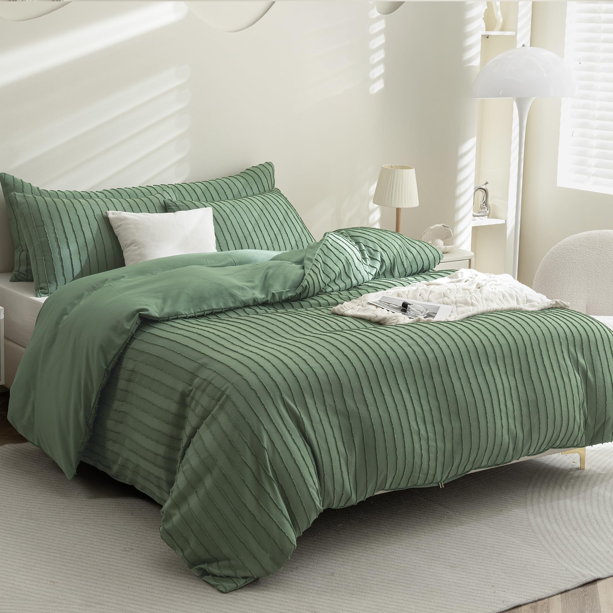 JELLYMONI close-up of tufted stripe detail highlighting texture and visual depth