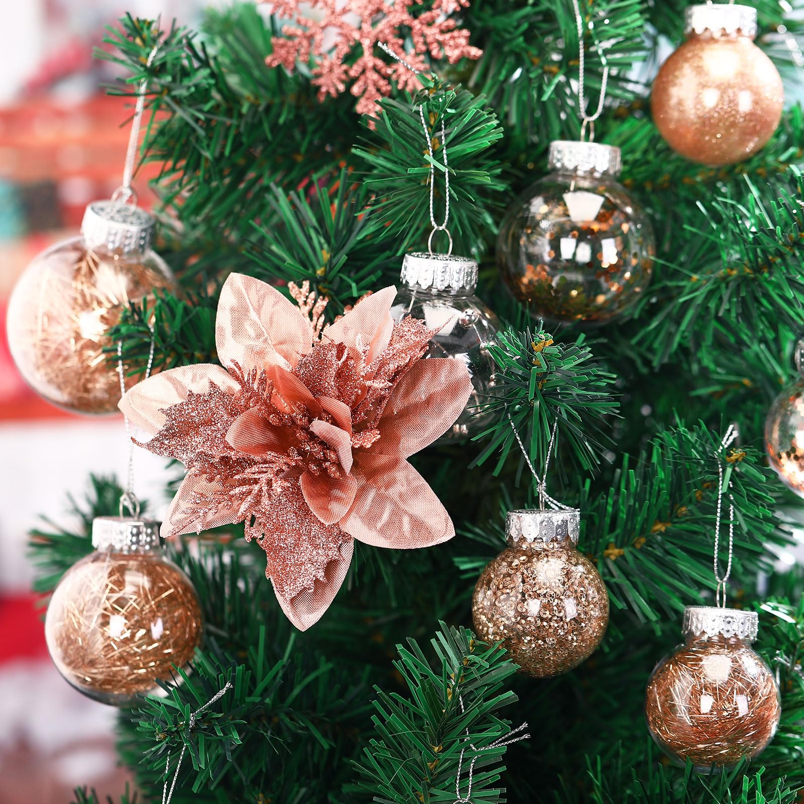 Jenaai poinsettia and snowflake cluster, offers layered decorative interest