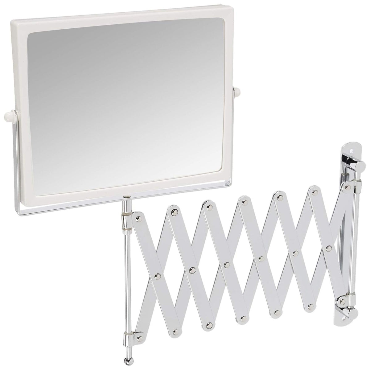 JERDON front-mounted mirror showing chrome arm and rectangular glass for space saving