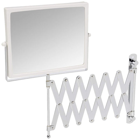 JERDON front-mounted mirror showing chrome arm and rectangular glass for space saving