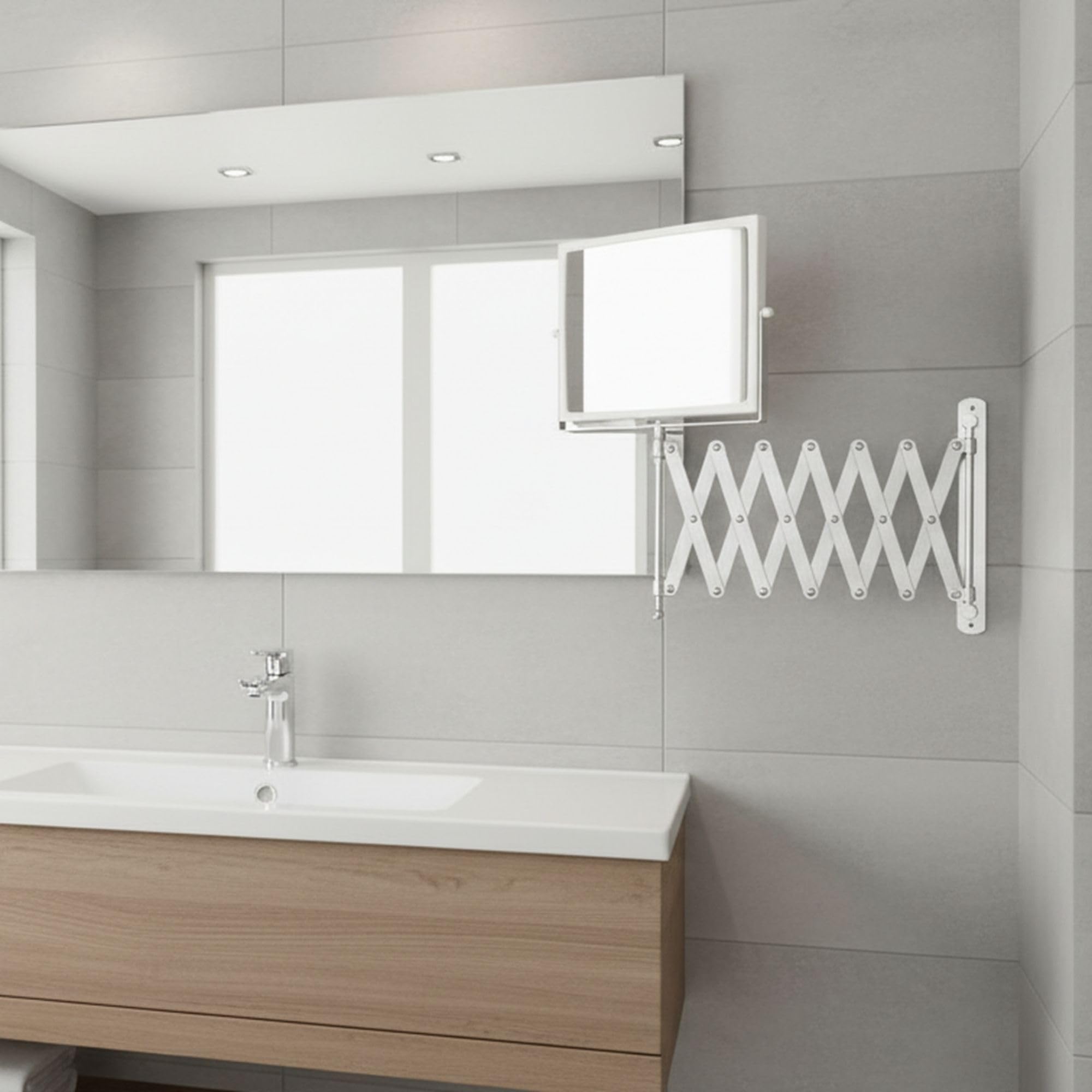JERDON mirror installed in bathroom lifestyle scene offering tidy, modern styling