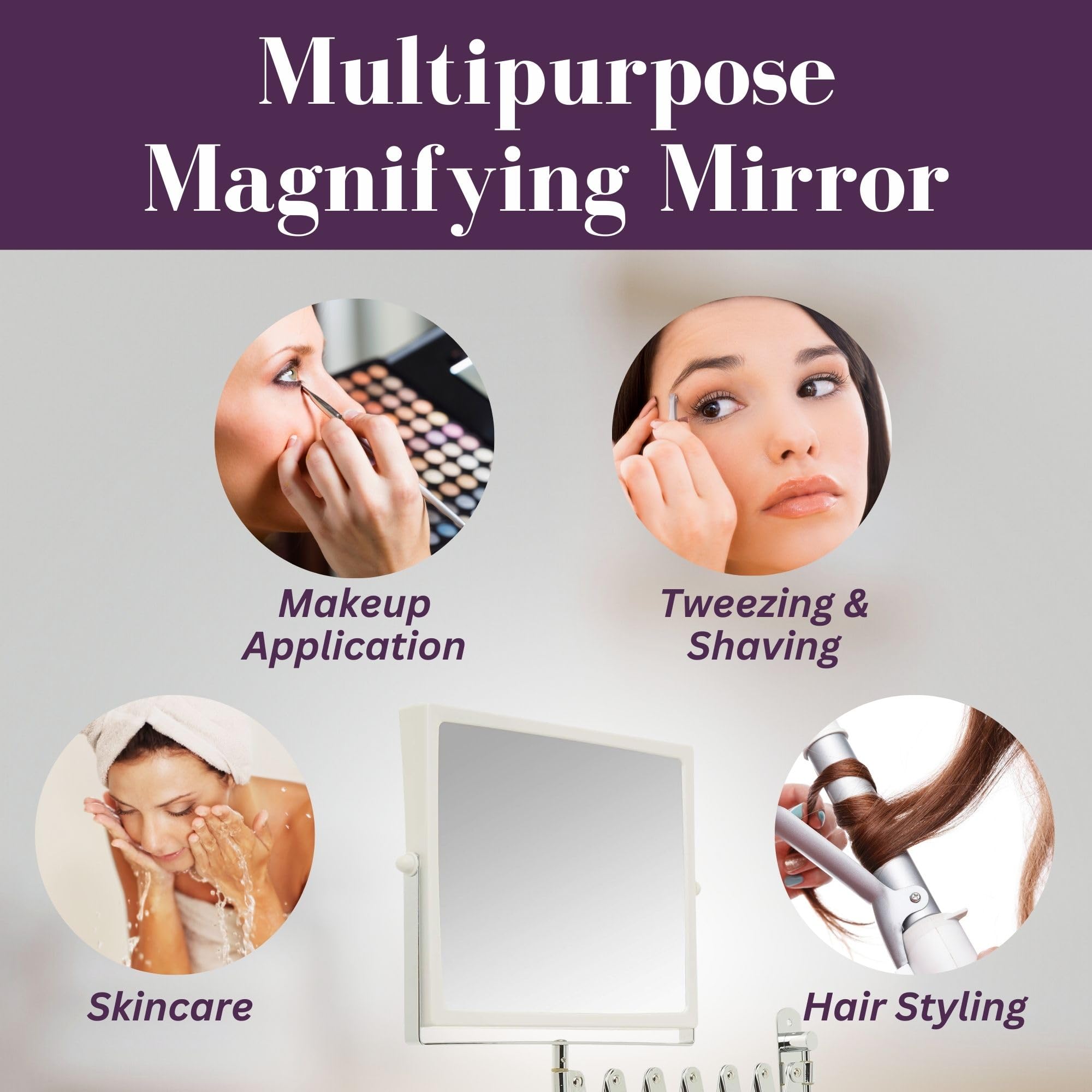 JERDON magnified reflection showing 5X view for precise grooming and tweezing