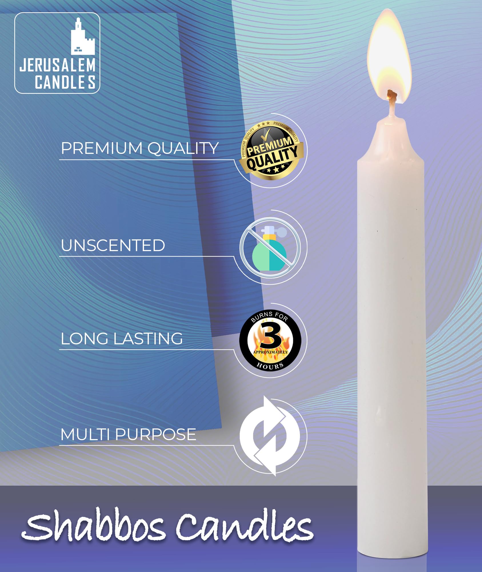 Jerusalem Candles single taper close-up highlighting smooth wax and clean burn