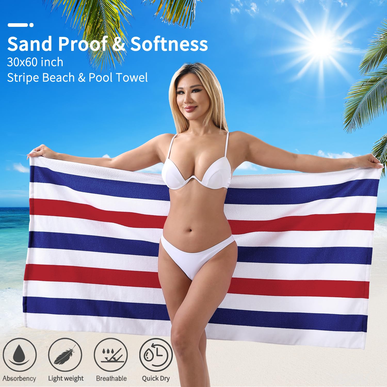 Jessy Home towel beside water bottle for size comparison showing full body coverage
