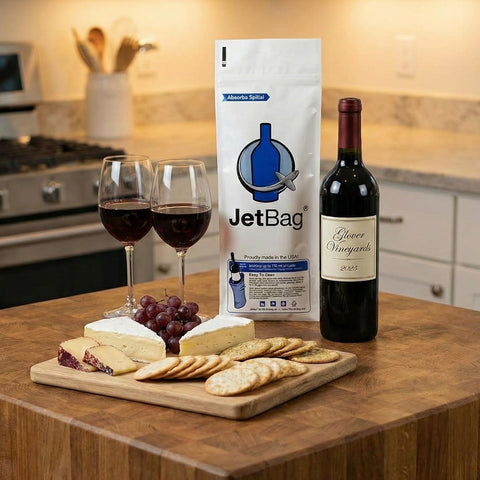JetBag brand sleeve next to phone showing compact size and packing convenience