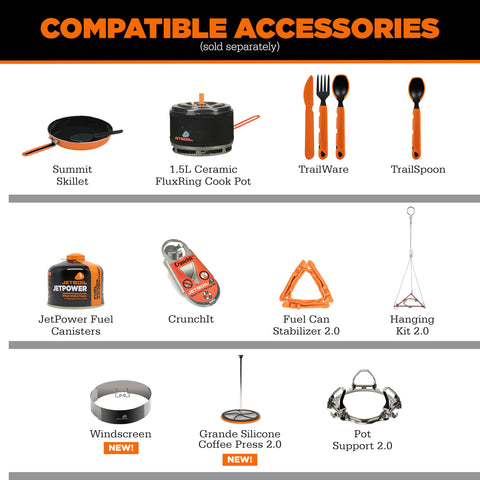 Jetboil Flash Java next to water bottle showing 1.8L capacity scale