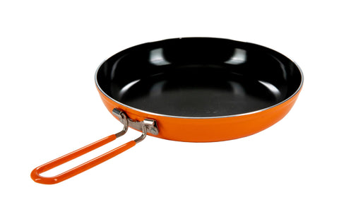 Jetboil Summit Skillet front view showing compact pan and handle benefit: lightweight packability