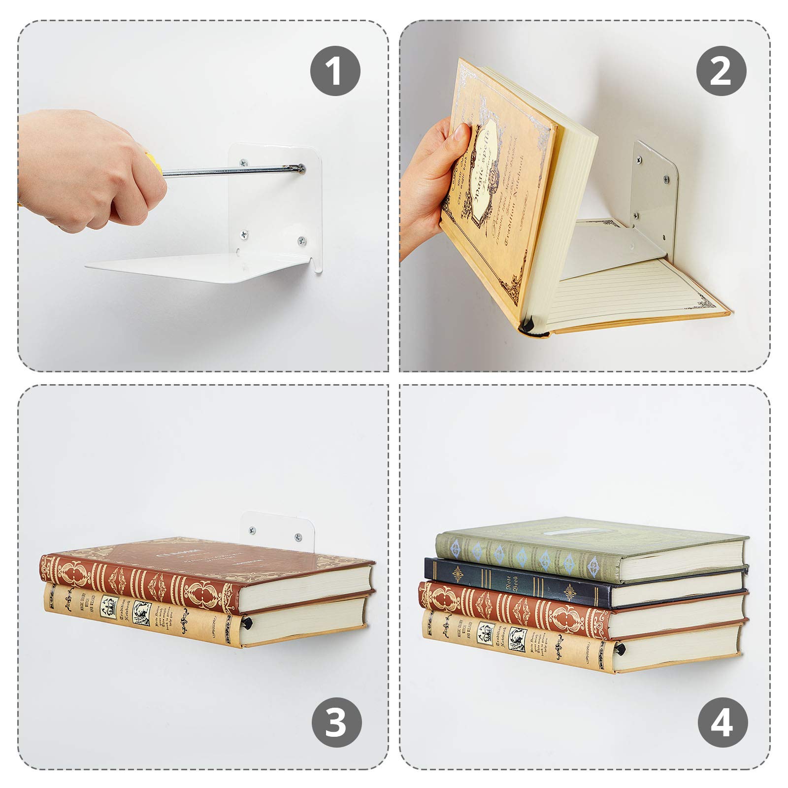 Jetec mounted invisible shelf with books creating floating effect for minimalist display benefit