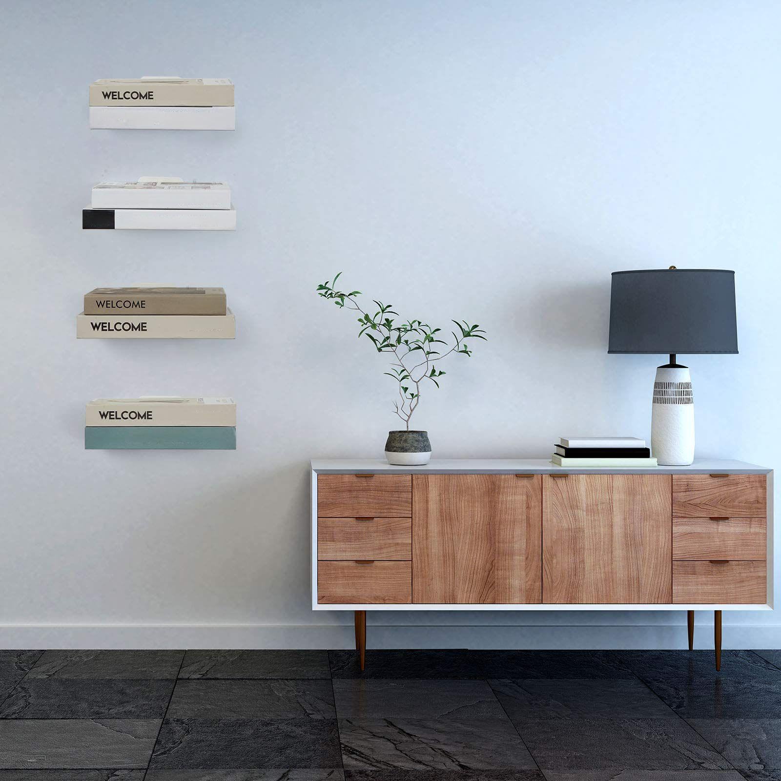 Jetec shelf styled with plant and decor demonstrating versatile display and styling benefit