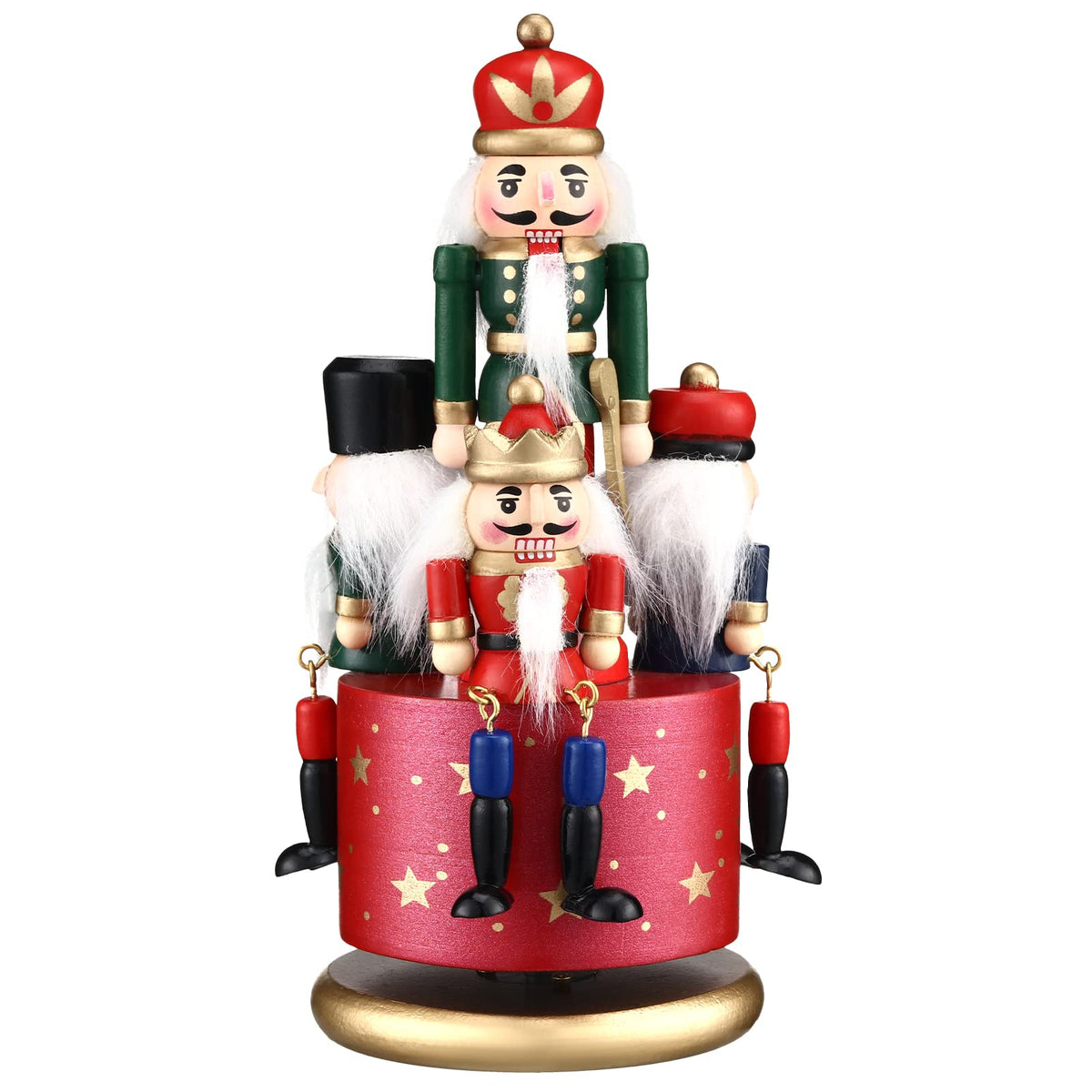 Jetec front view wooden nutcracker music box showing craftsmanship and holiday charm