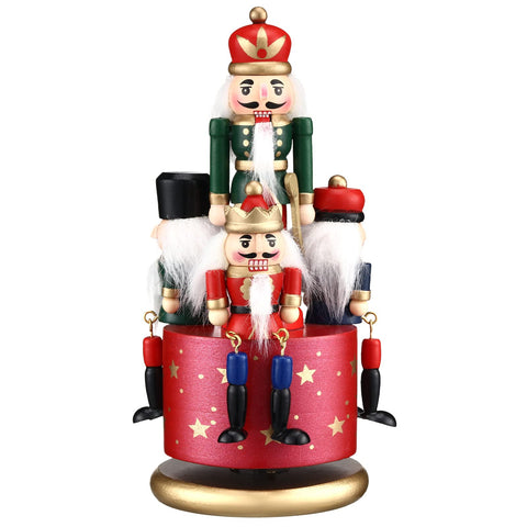 Jetec front view wooden nutcracker music box showing craftsmanship and holiday charm
