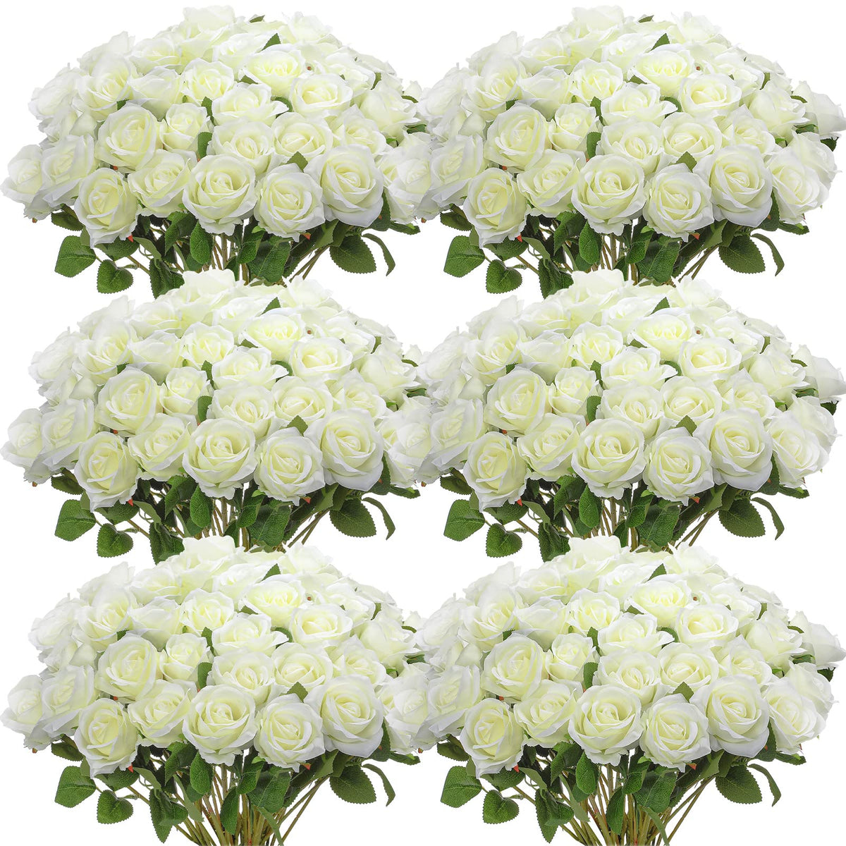 Jexine white roses front view showing full bouquet beauty and ready-to-use appeal